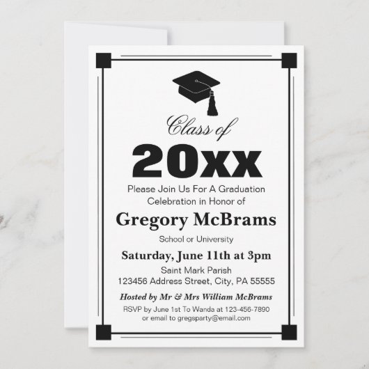 Art Deco Graduation Party Kaart (Voorkant)