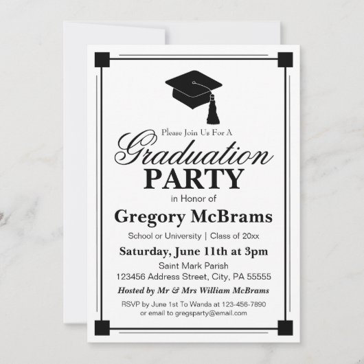 Art Deco Graduation Party Kaart (Voorkant)