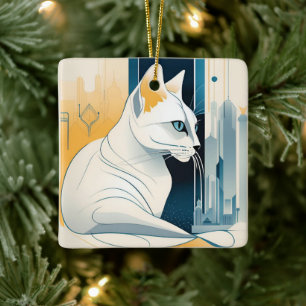 Art Deco Grafische Kat Ornament
