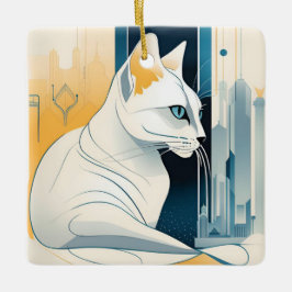 Art Deco Grafische Kat Ornament