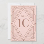 Art Deco Gray Blush Roze Rood Tabelnummer Kaart (Voorkant)