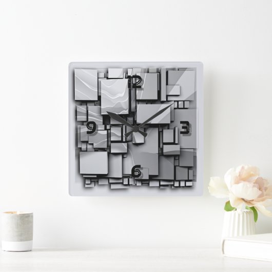 Art Deco Gray Vierkante Klok (Huis)