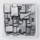 Art Deco Gray Vierkante Klok (Voorkant)