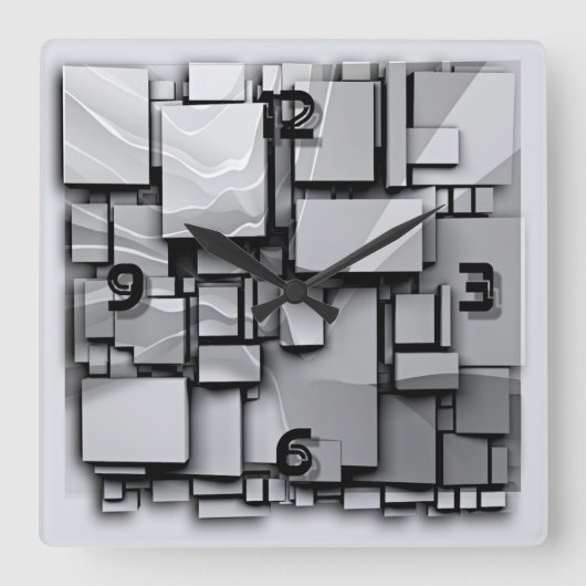 Art Deco Gray Vierkante Klok (Voorkant)