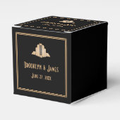 Art Deco Great Gatsby Black Wedding Favor Boxes Bedankdoosjes (Voorkant Zijde)