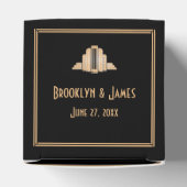 Art Deco Great Gatsby Black Wedding Favor Boxes Bedankdoosjes (Bovenkant)
