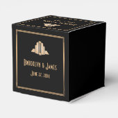 Art Deco Great Gatsby Black Wedding Favor Boxes Bedankdoosjes (Achterkant)