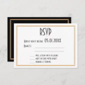 Art Deco Great Gatsby Black Wedding RSVP (Voorkant / Achterkant)