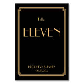Art Deco Great Gatsby Black Wedding Table Numbers Kaart (Voorkant)