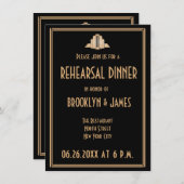 Art Deco Great Gatsby bruiloftsrepetitie uitnodigi Kaart (Voorkant / Achterkant)