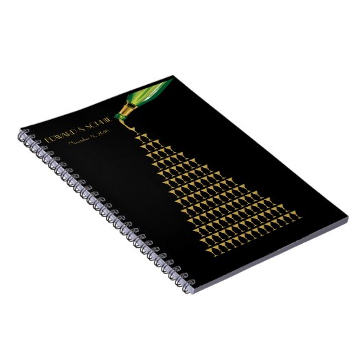 Art Deco Great Gatsby champagne Weddenschap Notitieboek (Rechterzijde)