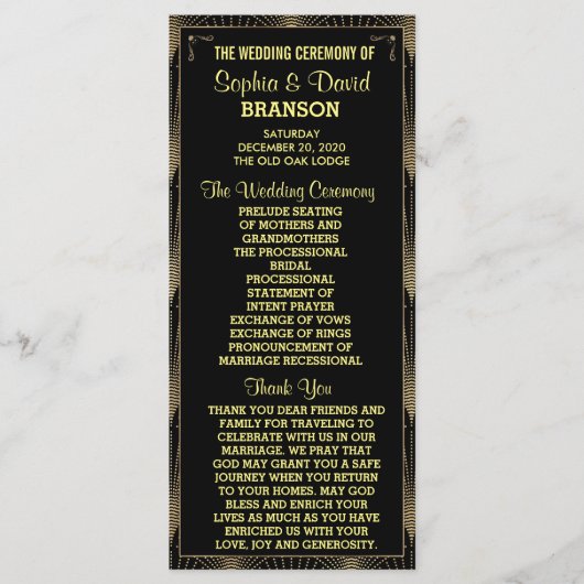 Art Deco Great Gatsby Custom Program Programmakaart (Voorkant)