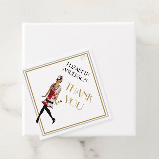 Art Deco Great Gatsby Dank je Zwarte Goud Flapper Bedankjes Labels (In situ)