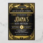 Art Deco Great Gatsby-feest Folie Uitnodiging (Voorkant)