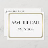 Art Deco Great Gatsby Gold Save the Date Briefkaar Aankondigingskaart (Voorkant / Achterkant)