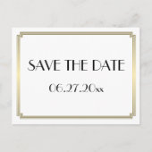 Art Deco Great Gatsby Gold Save the Date Briefkaar Aankondigingskaart (Voorkant)