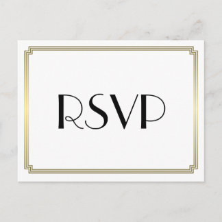 Art Deco Great Gatsby Gold Wedding RSVP-Briefkaart Uitnodiging Briefkaart