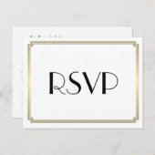Art Deco Great Gatsby Gold Wedding RSVP-Briefkaart Uitnodiging Briefkaart (Voorkant / Achterkant)