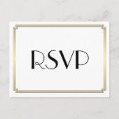 Art Deco Great Gatsby Gold Wedding RSVP-Briefkaart Uitnodiging Briefkaart (Voorkant)