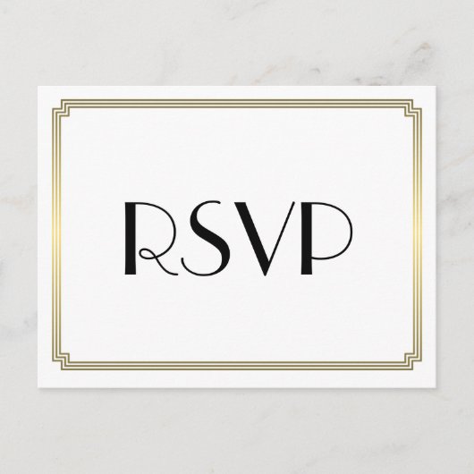 Art Deco Great Gatsby Gold Wedding RSVP-Briefkaart Uitnodiging Briefkaart (Voorkant)