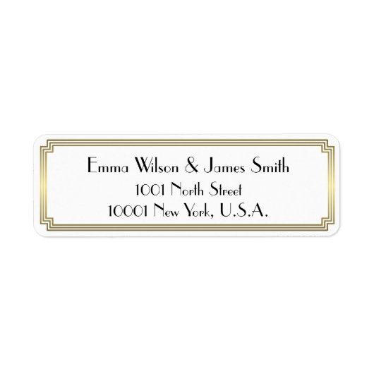 Art Deco Great Gatsby Gouden Retouradreslabels Etiket (Voorkant)