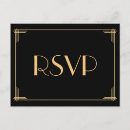 Art Deco Great Gatsby Huwelijks RSVP-briefkaarten Uitnodiging Briefkaart