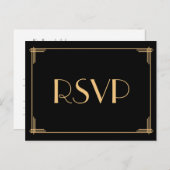 Art Deco Great Gatsby Huwelijks RSVP-briefkaarten Uitnodiging Briefkaart (Voorkant / Achterkant)