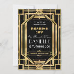 Art Deco Great Gatsby Roaring 20s 30th Birthday in Kaart<br><div class="desc">Pas dit kunstdeco Grote Gatsby aan die gemakkelijk en snel van 20s thema 30th verjaardagsuitnodiging zwerft, druk eenvoudig de pas het knoop aan om de stijl en de plaatsing van de tekst verder te herschikken en te formatteren. Met een lijst voor chromatische deco-kleuren en een zwarte en goudkleurschema. Overeenkomende objecten...</div>