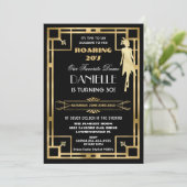 Art Deco Great Gatsby Roaring 20s 30th Birthday Kaart (Staand voorkant)