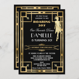 Art Deco Great Gatsby Roaring 20s 30th Birthday Kaart