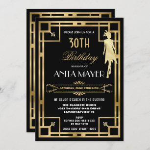 Art Deco Great Gatsby Roaring 20s Birthday ELKE LE Kaart
