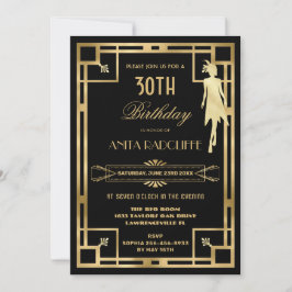Art Deco Great Gatsby Roaring 20s Birthday ELKE LE Kaart