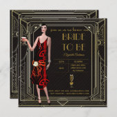 Art Deco Great Gatsby Roaring 20s Bruidsfeest Rd Kaart (Voorkant / Achterkant)
