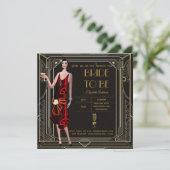 Art Deco Great Gatsby Roaring 20s Bruidsfeest Rd Kaart (Staand voorkant)