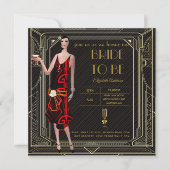 Art Deco Great Gatsby Roaring 20s Bruidsfeest Rd Kaart (Voorkant)