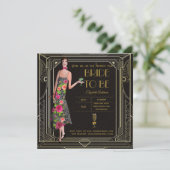 Art Deco Great Gatsby Roaring 20s Bruiloft Feestel Kaart (Staand voorkant)
