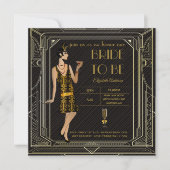 Art Deco Great Gatsby Roaring 20s Vrijgezellenfees Kaart (Voorkant)