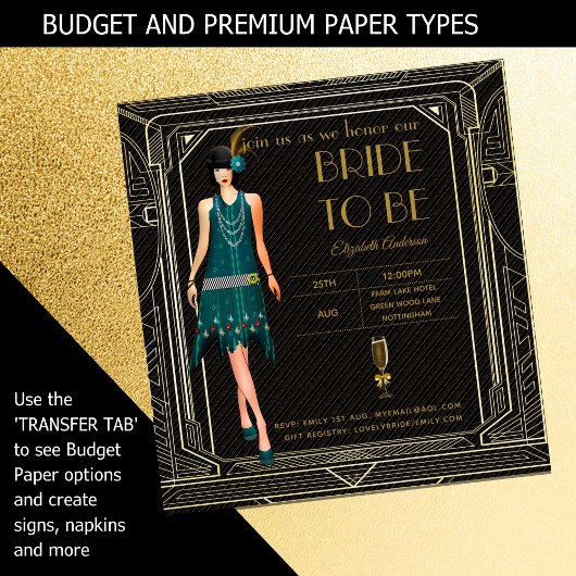 Art Deco Great Gatsby Roaring 20s Vrijgezellenfees Kaart