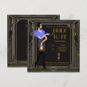 Art Deco Great Gatsby Roaring 20s Vrijgezellenfees Kaart (Voorkant / Achterkant)