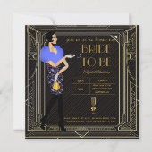 Art Deco Great Gatsby Roaring 20s Vrijgezellenfees Kaart (Voorkant)