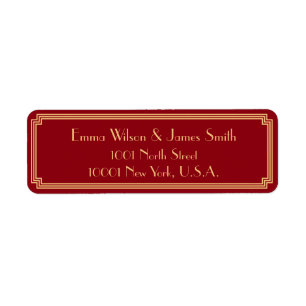 Art Deco Great Gatsby rode retouradreslabels Etiket
