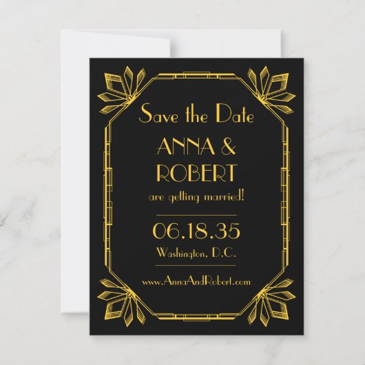Art Deco Great Gatsby Save The Date (Voorkant)
