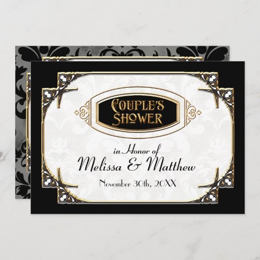 Art Deco Great Gatsby Style Typografie in Lace Gol Kaart (Voorkant / Achterkant)