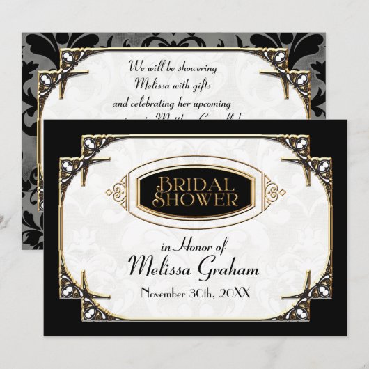 Art Deco Great Gatsby Style Typografie in Lace Gol Kaart (Voorkant / Achterkant)