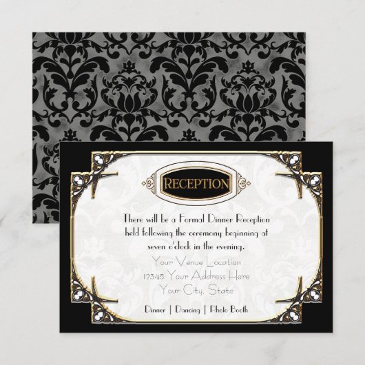 Art Deco Great Gatsby Style Typografie in Lace Gol Kaart (Voorkant / Achterkant)