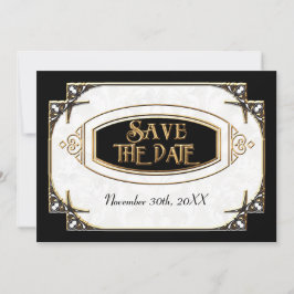 Art Deco Great Gatsby Style Typografie in Lace Gol Save The Date