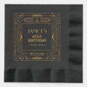 Art Deco Great Gatsby Verjaardag gepersonaliseerd Folie Servetten (Voorkant)