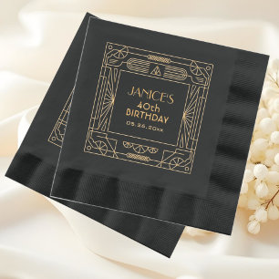 Art Deco Great Gatsby Verjaardag gepersonaliseerd Folie Servetten