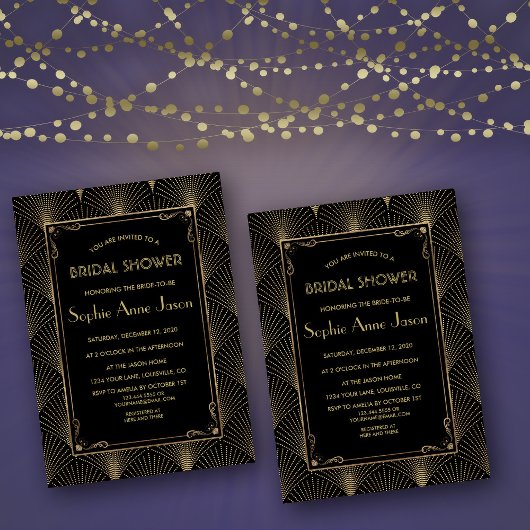 Art Deco Great Gatsby Vrijgezellenfeest uitnodige Kaart