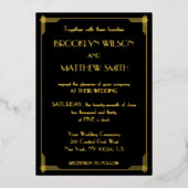 Art Deco Great Gatsby Wedding Gold Folie Uitnodiging (Voorkant)